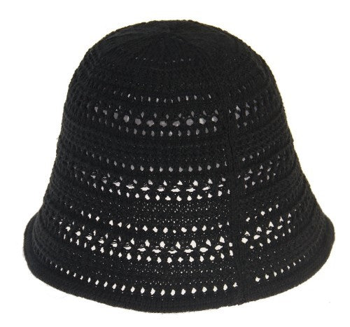 Gemma Crochet Look Bucket Hat BLACK - Set of 2