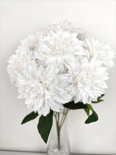 Artificial 7 Heads Dahlia Bush (White)
