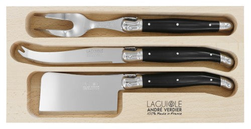Cheese Knife Set with Fork - ANDRE VERDIER Black (3 Piece)