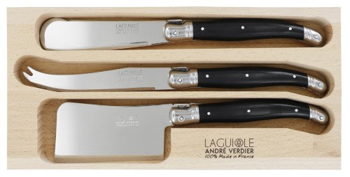 Cheese Knife Set with Sandwich Knife - ANDRE VERDIER Black (3 Piece)