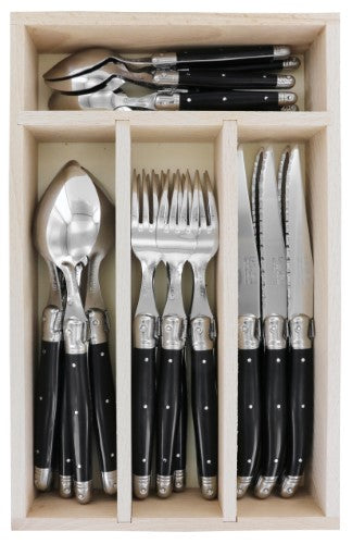 Cutlery Set in Tray - ANDRE VERDIER Black (24 Piece)