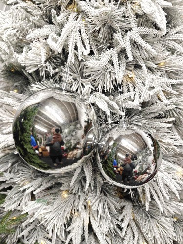 Tree Ornament - Xmas Bauble Ball 15cm (Silver Gloss)