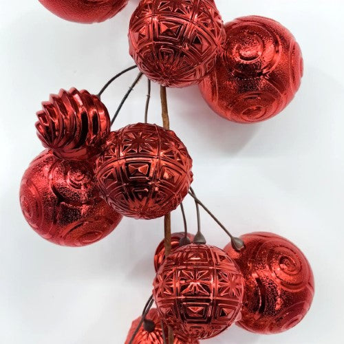 Christmas Baubles Garland - 200cm (Texture Red)