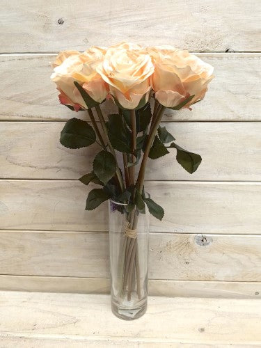 Artificial Rose Bud Bundle - X 8 (Peach)