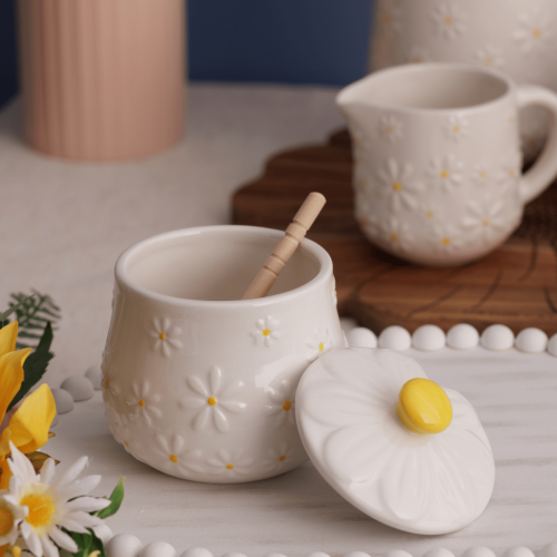 Honey Pot and Drizzler - Price & Kensington Daisy (450ml)