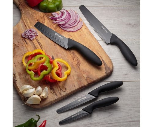 4 Piece Knife Set - Viners Assure (Black)