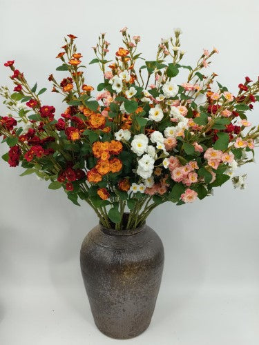 Artificial Mini Wild Rose Spray (Orange)