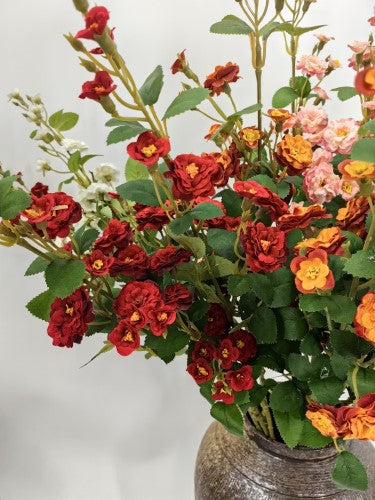 Artificial Mini Wild Rose Spray (Red)