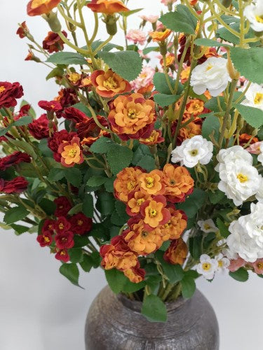 Artificial Mini Wild Rose Spray (Orange)