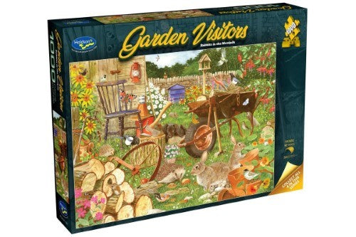 Jigsaw Puzzle - Garden Visitors Rabbits in the Woodpile (1000pcs)