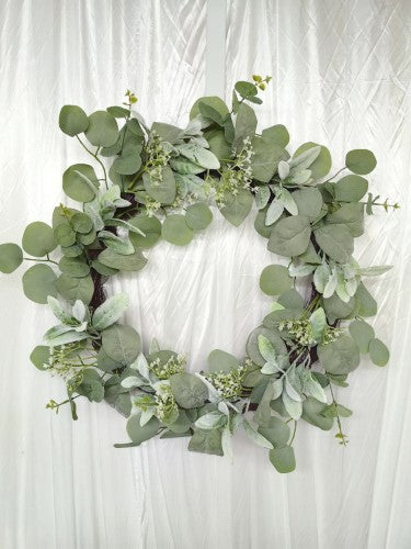 Wreath - Lamb ear & Eucalyptus (24")