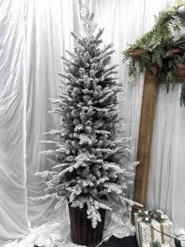 Snowy PE Pine Tree with Pot & 200 LED warm Lights (5')