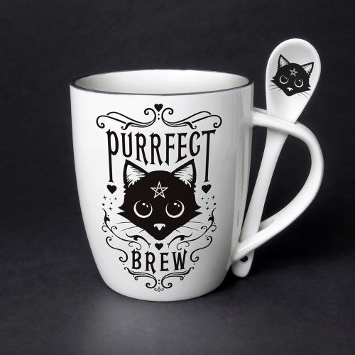 Mug & Spoon Set - Alchemy Fine Bone China Purrfect Brew (390ml)