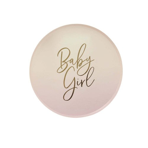Baby Shower Pink 'Baby Girl' 23cm Paper Plates - Pack of 8