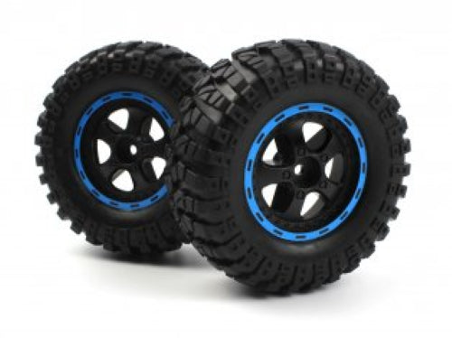 Radio Control - Blackzon Wheels/Tires: Smyter DT (Black/Blue)(2)