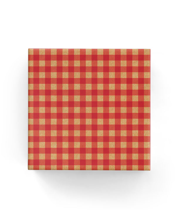 Wrapping Paper - Gingham Check on Kraft Wrap Red