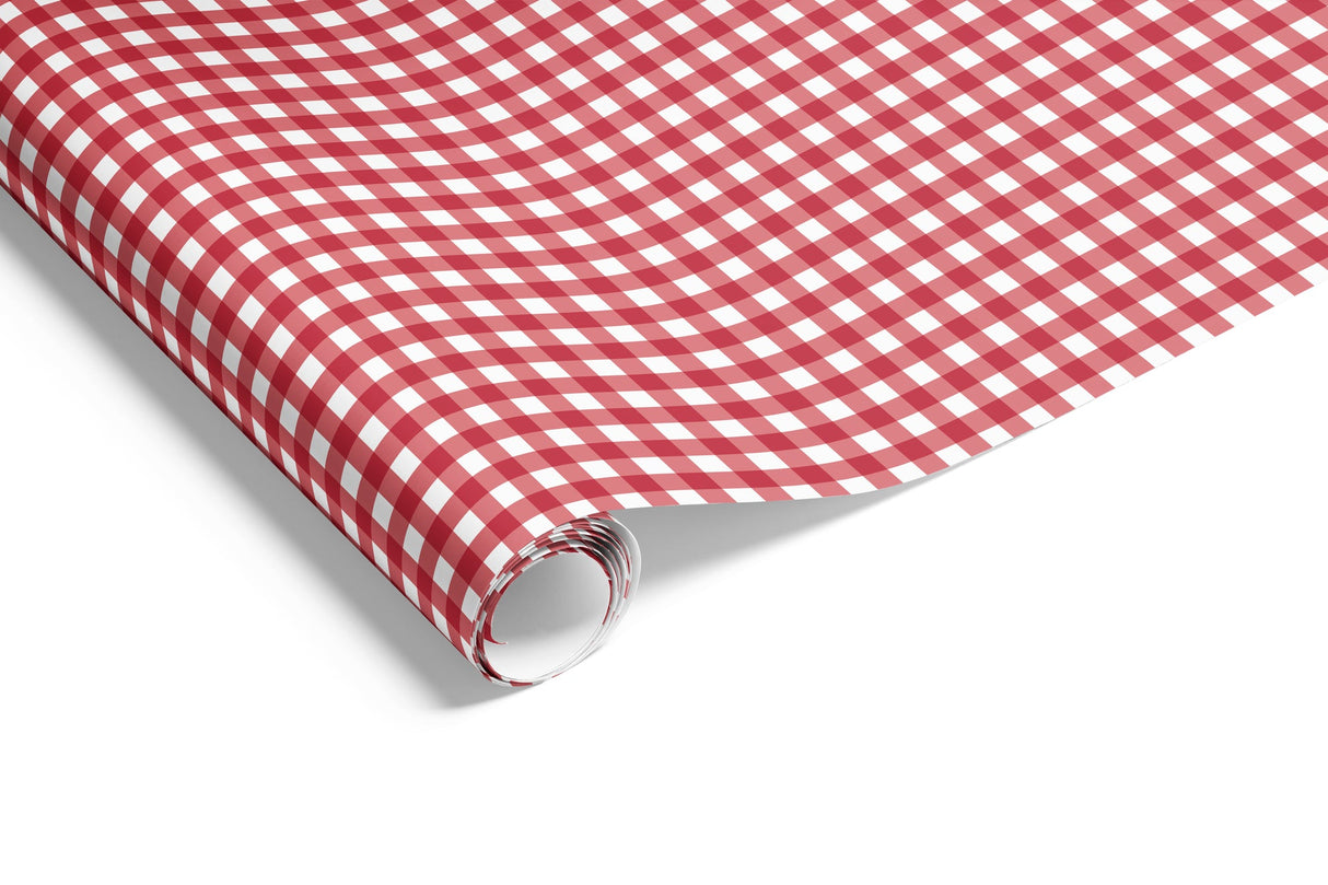 Wrapping Paper - Gingham Check on Matte Wrap Red
