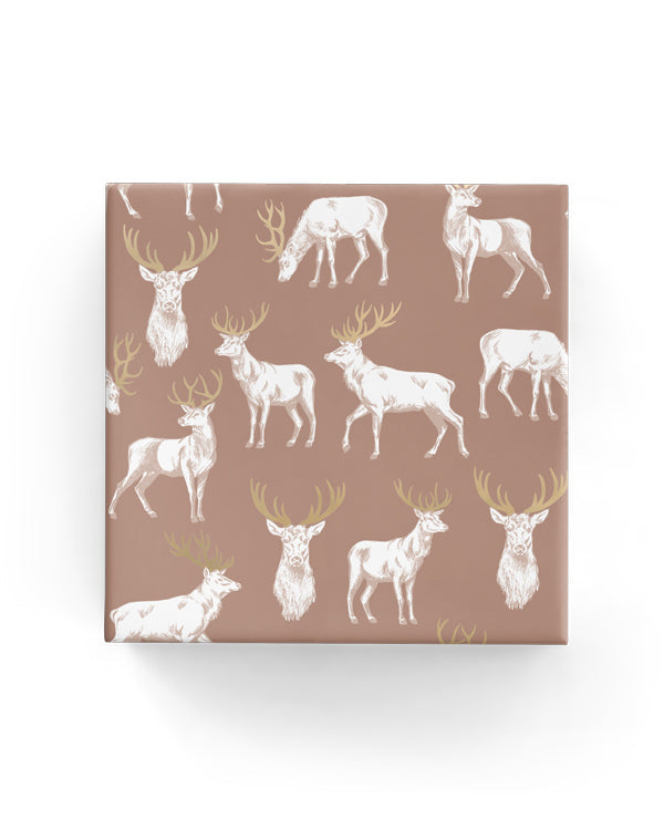 Wrapping Paper - Stag on Matte Wrap Mocha Gold