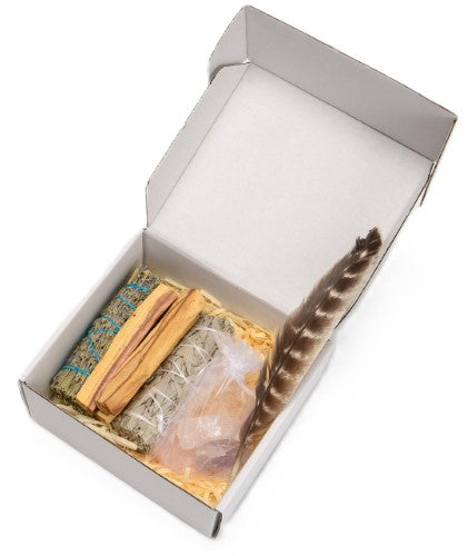 Luxury Smudging Kit - White Sage, Lavender Bundle, Palo Santo and Crystal