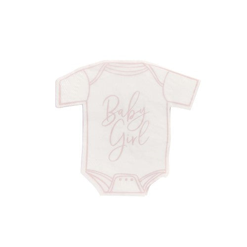 Baby Shower Pink 'Baby Girl' Babygrow Shaped Napkins - Pack of 16