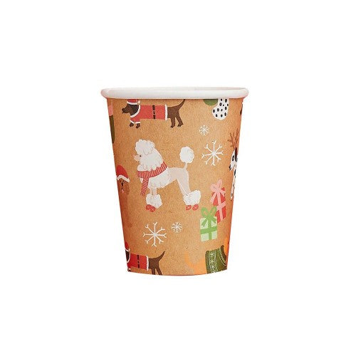 Holly Jolly Christmas Santa Paws 250ml Paper Cups - Pack of 8