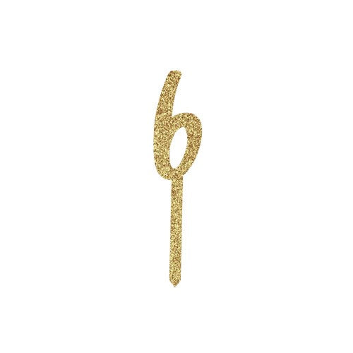 Metallic Mix Up Gold Number '6' Glitter Acrylic Cake Topper