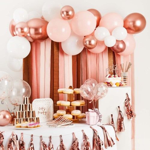 Metallic Mix Up Rose Gold Metallic Balloon & Streamer Backdrop Kit