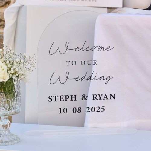 Monochrome Wedding 'Welcome To Our Wedding' Customisable Acrylic Sign