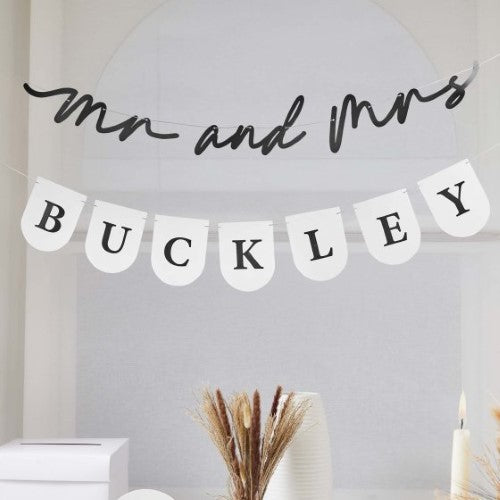 Monochrome Wedding ''Mr & Mrs' Customisable Card Banner 2.2m