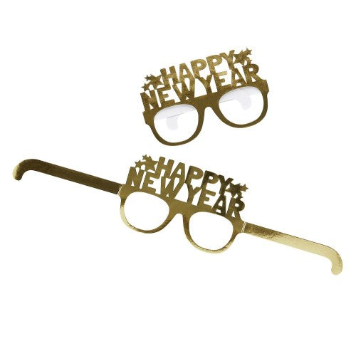 New Years Eve Gold 'Happy New Year' Paper Glasses - Pack of 10