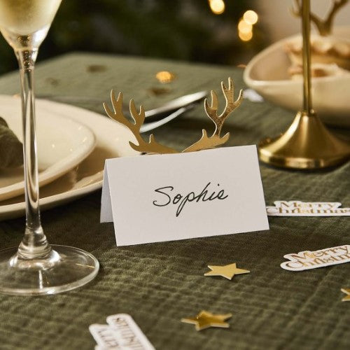 Cosy Christmas Antler Place Cards - Pack of 10