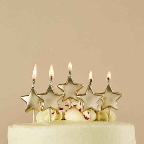 Metallic Mix Up Star Candles - Gold - Pack of 5