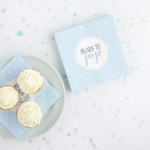 Baby Shower Blue 'Ready To Pop' Lunch Napkins - Pack of 20