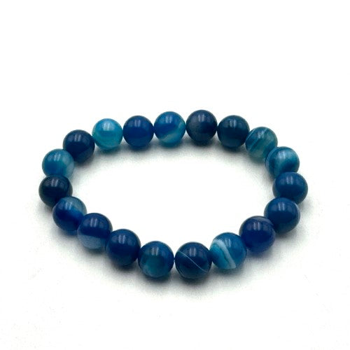 Bracelet - Aqua Blue Banded Agate (10mm)