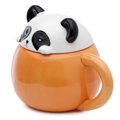 Ceramic Lidded Animal Mug - Adoramals Panda Peeping Lid