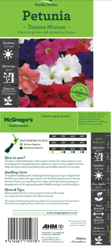 McGregor's Petunia Dreams Mixture Flower Seed Packet