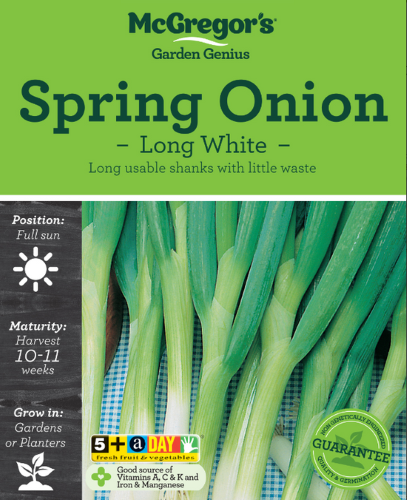 McGregor's Spring Onion Long White Vegetable Seed Packet