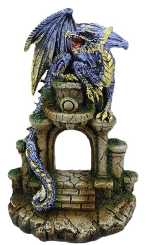 Ornament - Blue Dragon On Castle Door (11.5 x 9.2 x 17cm)