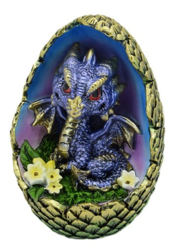 Ornament - Blue Dragon In Egg (7 x 6.7 x 9cm)