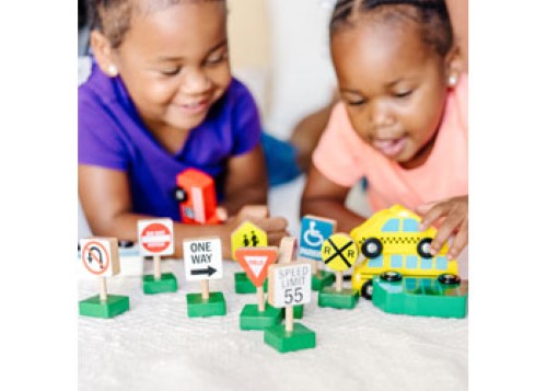 Melissa & Doug - Wooden Traffic Signs and Vehicles