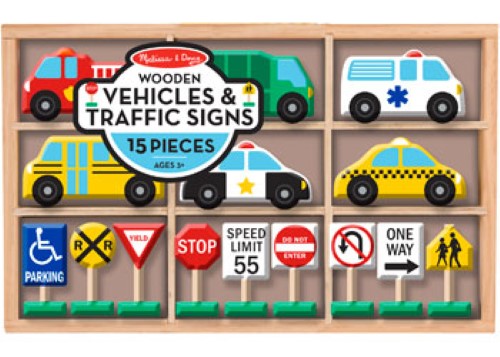 Melissa & Doug - Wooden Traffic Signs and Vehicles