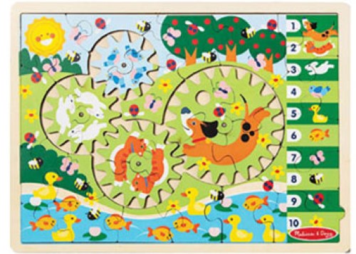 Melissa & Doug - Wooden Animal Chase Gear Puzzle (NEW)