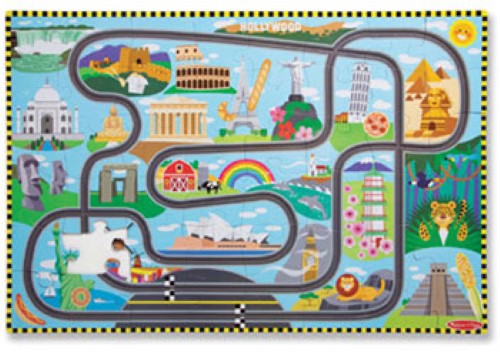 Melissa & Doug - Race Around the World Tracks Floor Puzzle