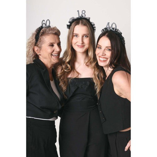 Headband with Ruffles & Pearls - 40th