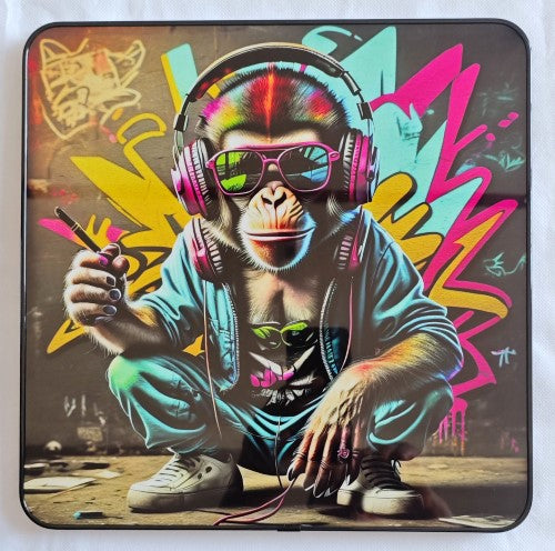 Framed PVC Pop Art - Chimpanzee with Headphones 1 (30 x 30cm)