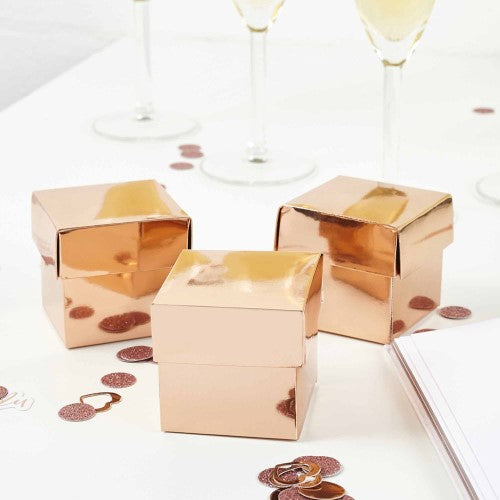 Metallic Mix Up Rose Gold Favour Box - Pack of 10