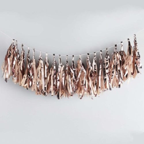 Metallic Mix Up Rose Gold Tassel Garland 2m