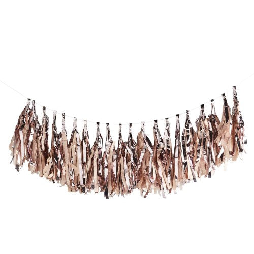 Metallic Mix Up Rose Gold Tassel Garland 2m