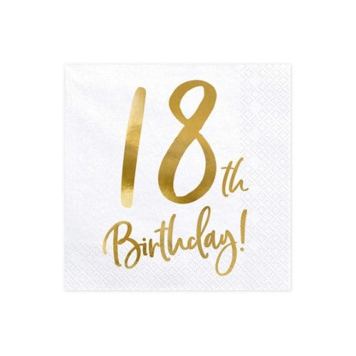Gold Milestone 18th Lunch Napkins - Pack of 20