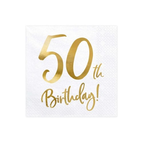 Gold Milestone 50th Lunch Napkins - Pack of 20